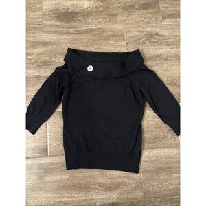 Banana Republic Women’s Size S Black Boatneck Sweater With Button Italian Wool
